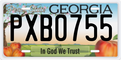 GA license plate PXB0755