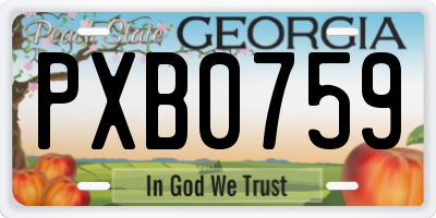 GA license plate PXB0759
