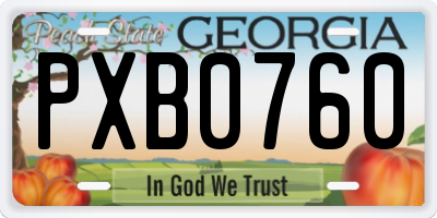 GA license plate PXB0760
