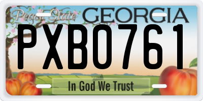 GA license plate PXB0761