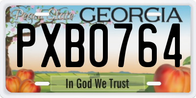 GA license plate PXB0764