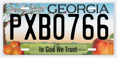 GA license plate PXB0766