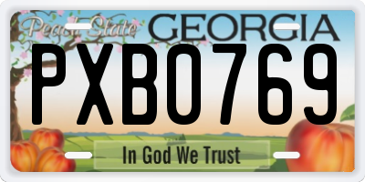 GA license plate PXB0769
