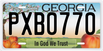 GA license plate PXB0770