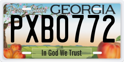GA license plate PXB0772