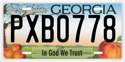 GA license plate PXB0778