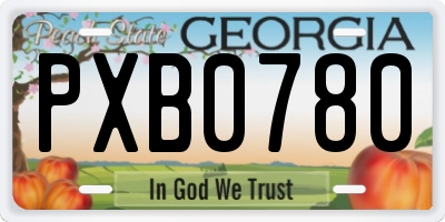 GA license plate PXB0780