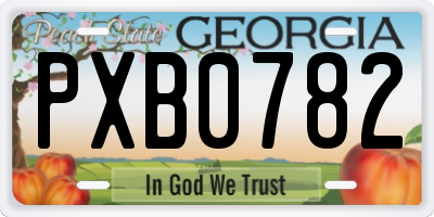 GA license plate PXB0782