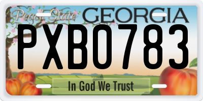 GA license plate PXB0783