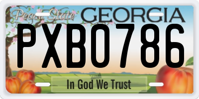 GA license plate PXB0786
