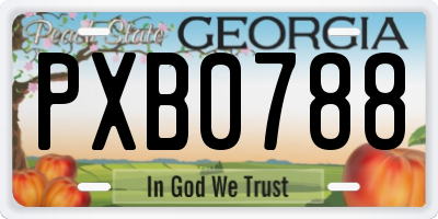GA license plate PXB0788