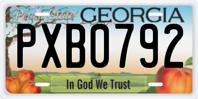 GA license plate PXB0792