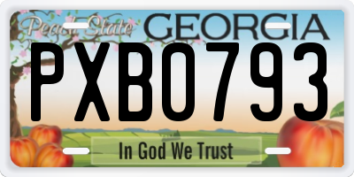 GA license plate PXB0793