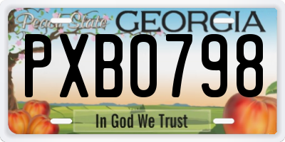 GA license plate PXB0798