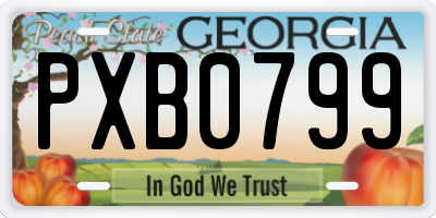 GA license plate PXB0799