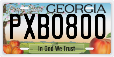 GA license plate PXB0800