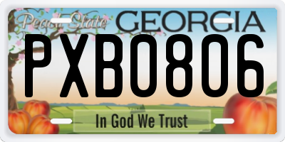 GA license plate PXB0806