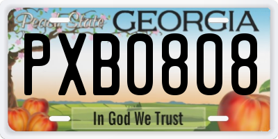 GA license plate PXB0808