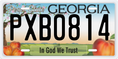 GA license plate PXB0814