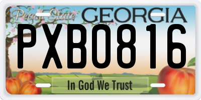 GA license plate PXB0816