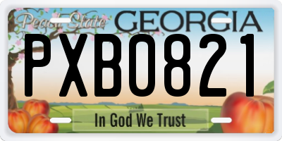 GA license plate PXB0821