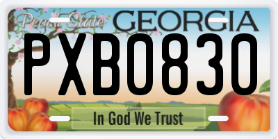GA license plate PXB0830