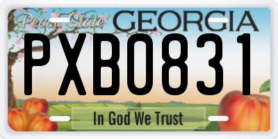 GA license plate PXB0831