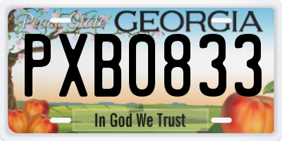 GA license plate PXB0833