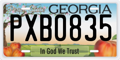 GA license plate PXB0835