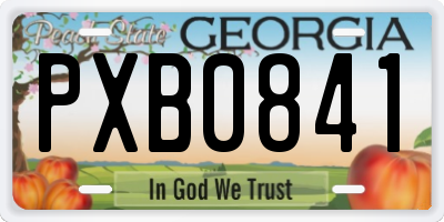 GA license plate PXB0841