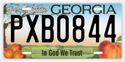 GA license plate PXB0844