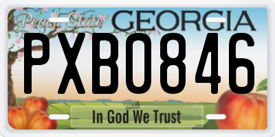 GA license plate PXB0846