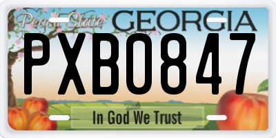 GA license plate PXB0847