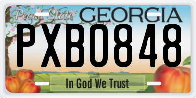 GA license plate PXB0848