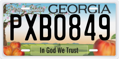 GA license plate PXB0849