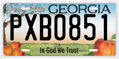 GA license plate PXB0851