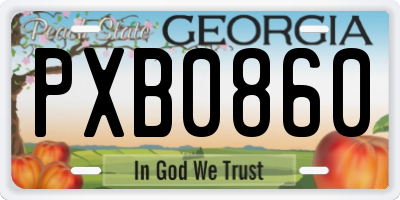 GA license plate PXB0860