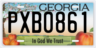 GA license plate PXB0861