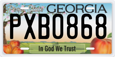 GA license plate PXB0868
