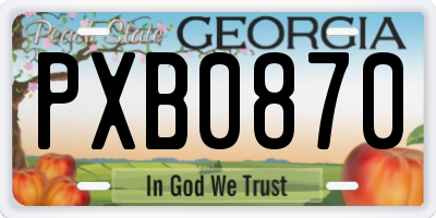GA license plate PXB0870