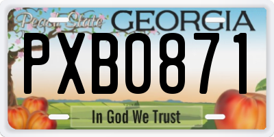 GA license plate PXB0871