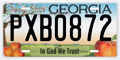 GA license plate PXB0872