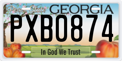 GA license plate PXB0874