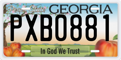 GA license plate PXB0881