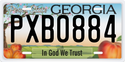 GA license plate PXB0884