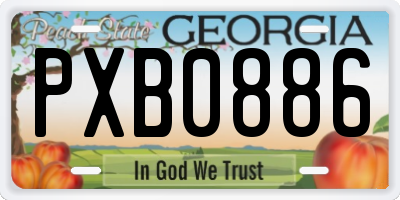 GA license plate PXB0886