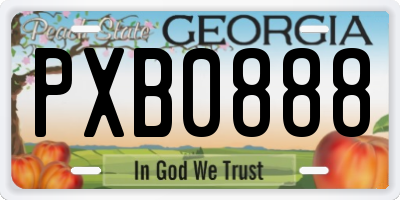 GA license plate PXB0888