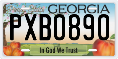 GA license plate PXB0890