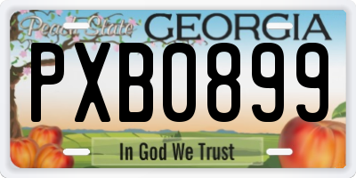 GA license plate PXB0899