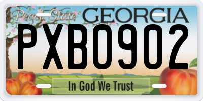 GA license plate PXB0902